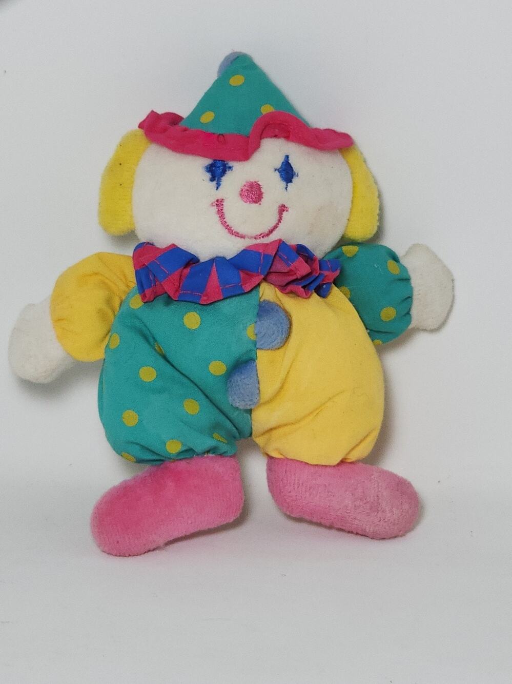 Vintage Kids II Soft Clown Baby Rattle 1995 Rare Terry Cloth Plush Toy 5 In Mini